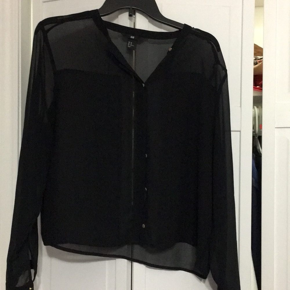 Sheer black button up blouse